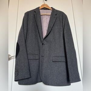 Banana Republic Men’s 46L Gray Tweed Blazer with Suede Elbow Patches